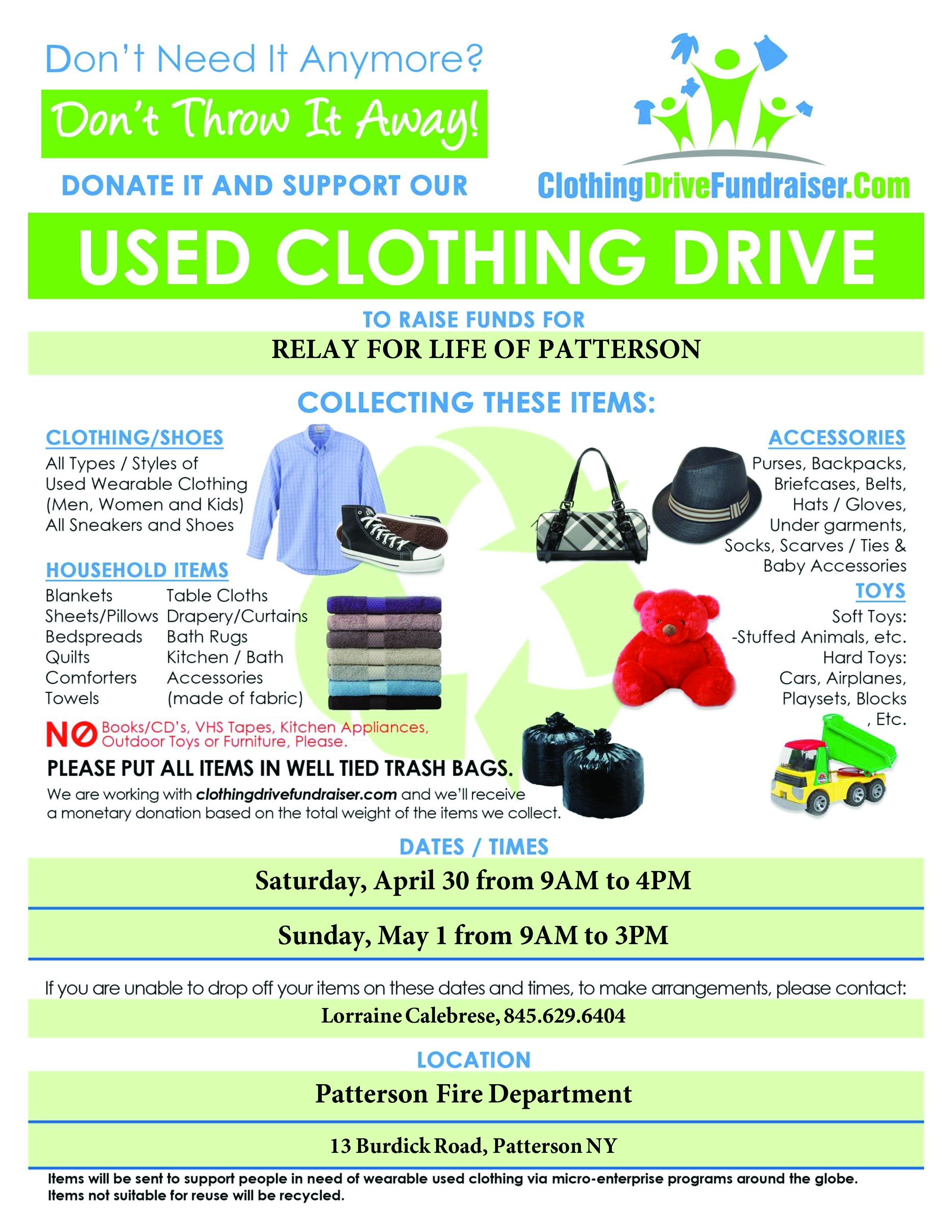 Used Clothing Drive - Relay for Life