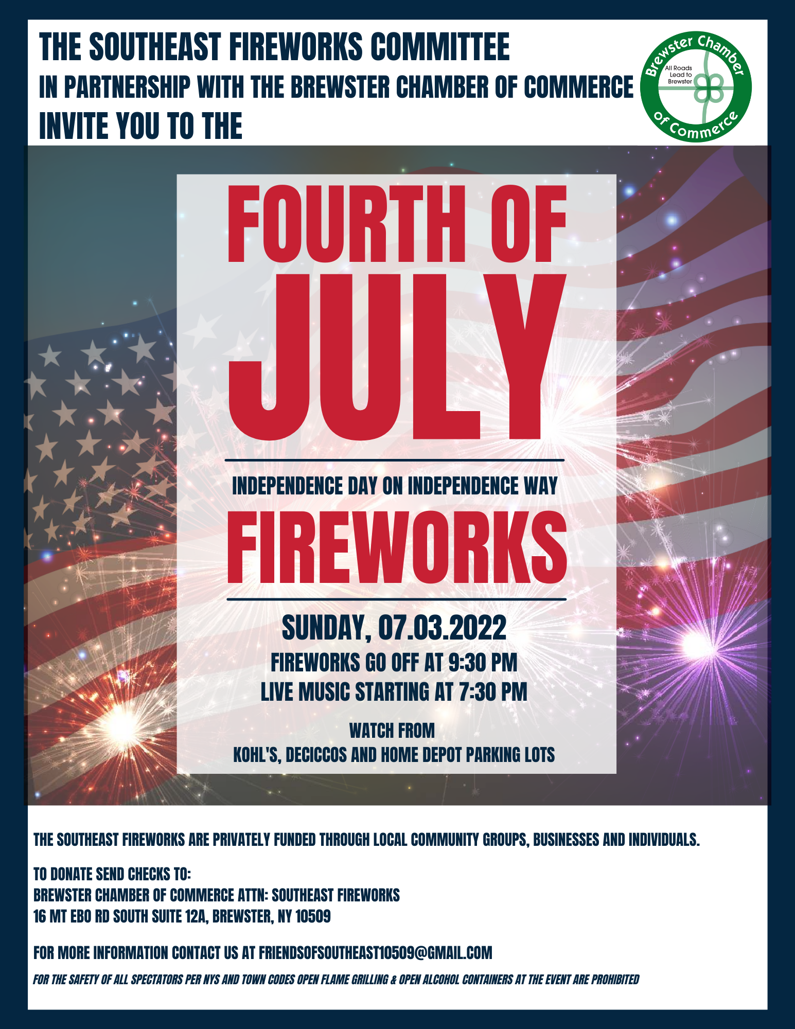 Friends of Southeast BCOC Fireworks Flyer