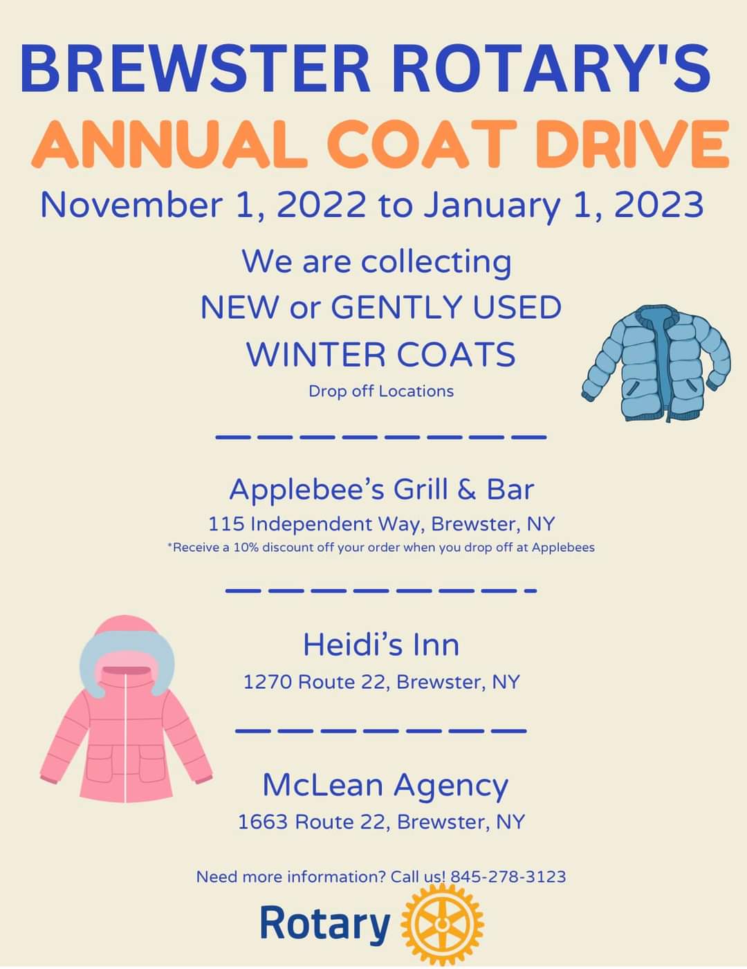 Brewster Rotary's Annual Coat Drive