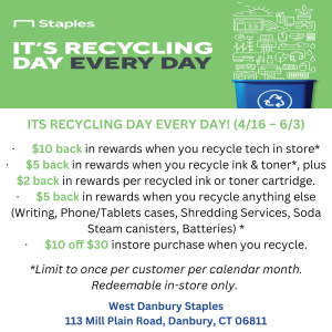 Staples Recycling Promo May 2023
