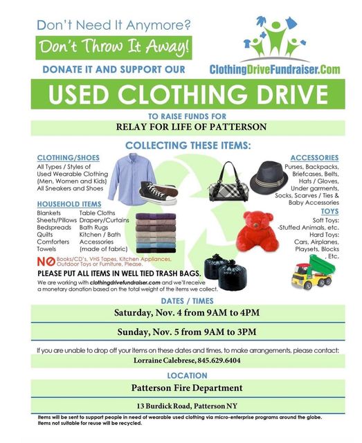 Used Clothing Drive to Benefit Relay for Life